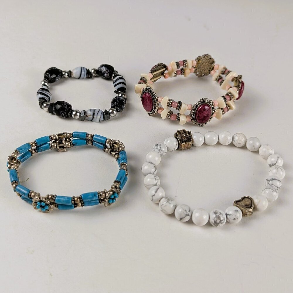 Lot of 4 Stretchy Beaded Bracelets